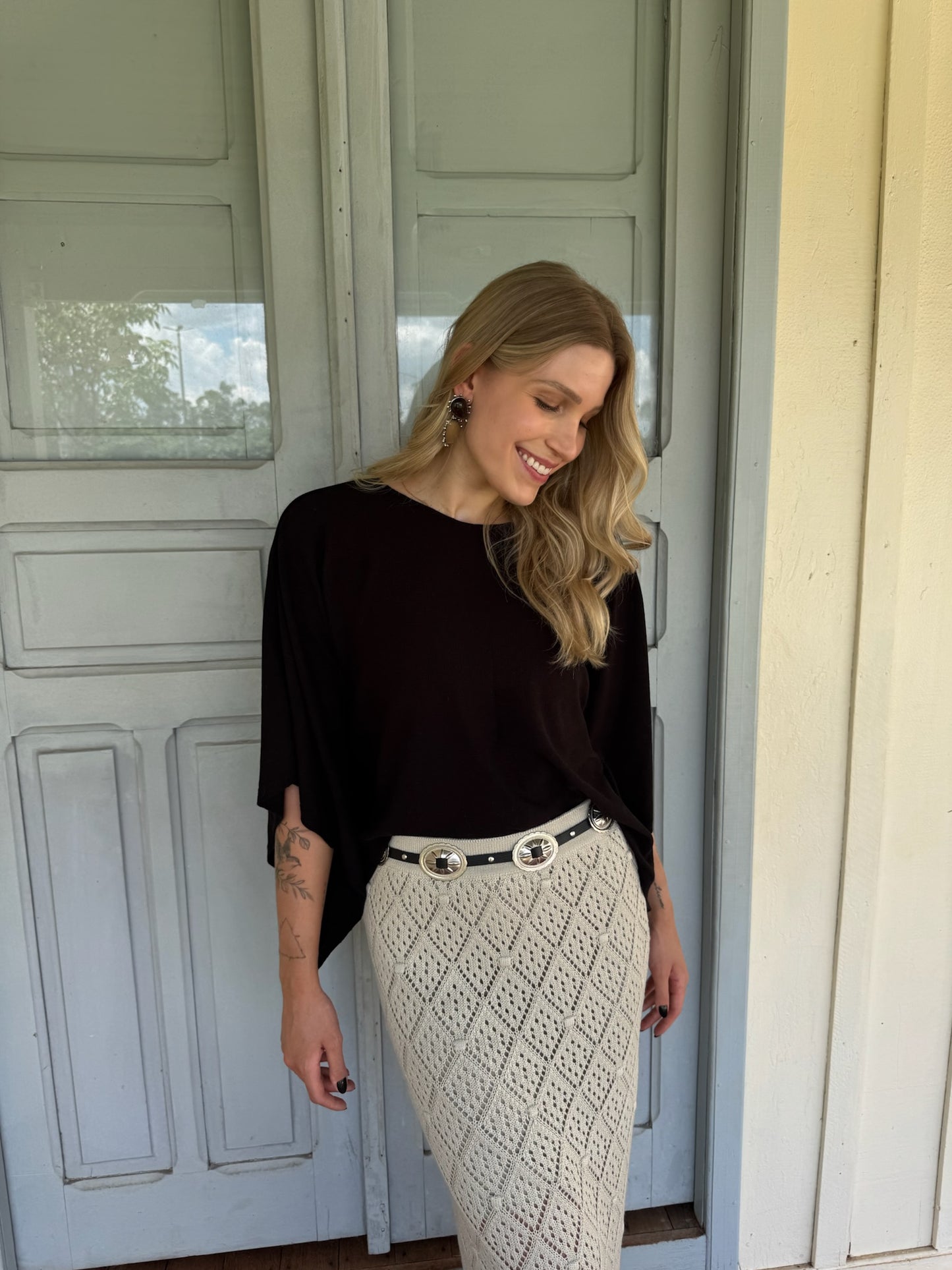 Cinto Couro Preto Amarração